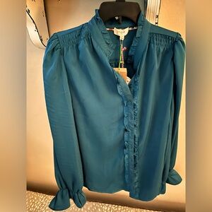 Teal Ruffled Umgee Top great for layered look